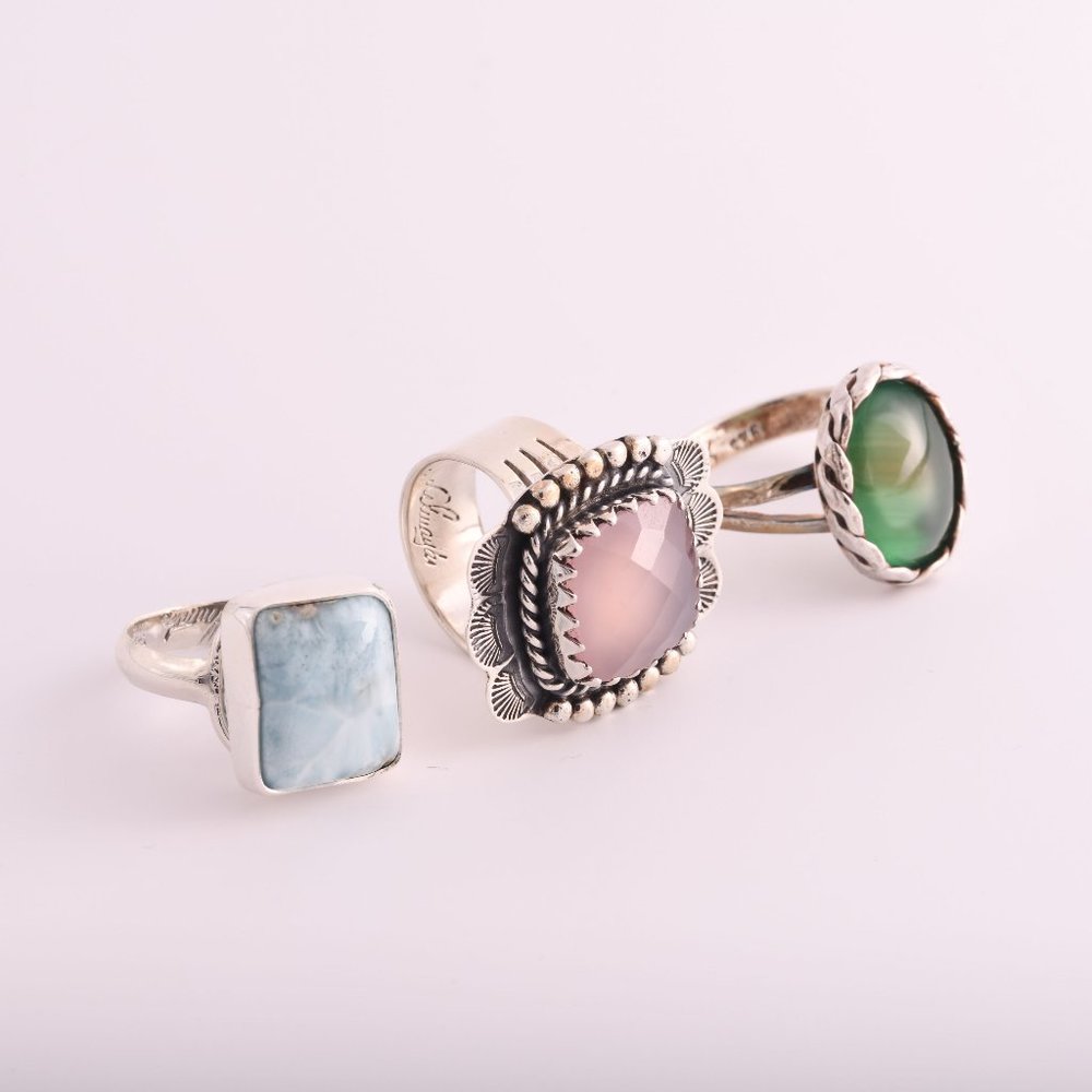 3 Sterling Silver Rings - (A80)